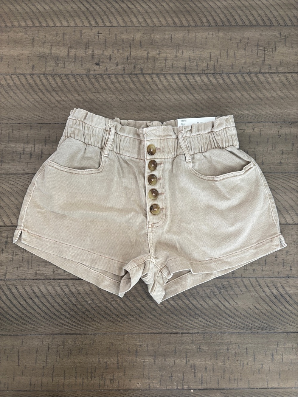 American Eagle Outfitters High-Rise Button-Front Shorts - Beige